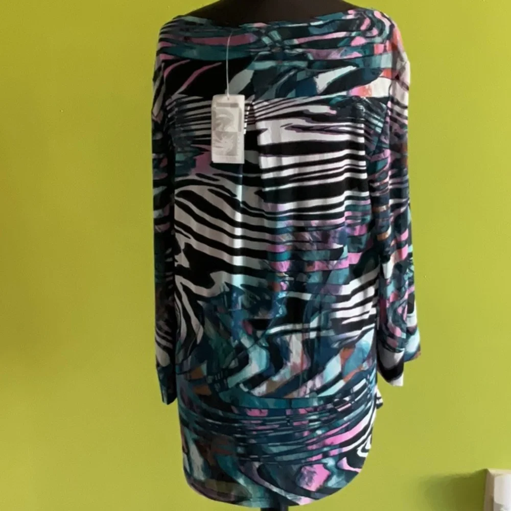 Alberto Makali Multicolor Abstract Women's Top XL - Picture 2 of 2